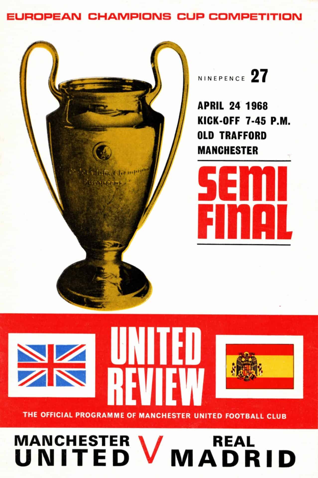 Fanion Football Vintage Real Madrid – Sparta Praha 1967-1968 – Rare Drapeau Collection