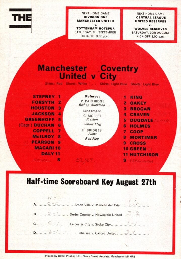 27th August 1975 Manchester United v Coventry City Division One Matchday 04 1975-1976 - Image 2