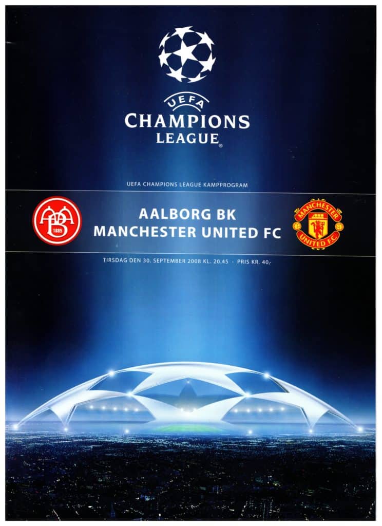 30th September 2008 Aalborg BK v Manchester United UEFA Champions League Group E 2008-2009