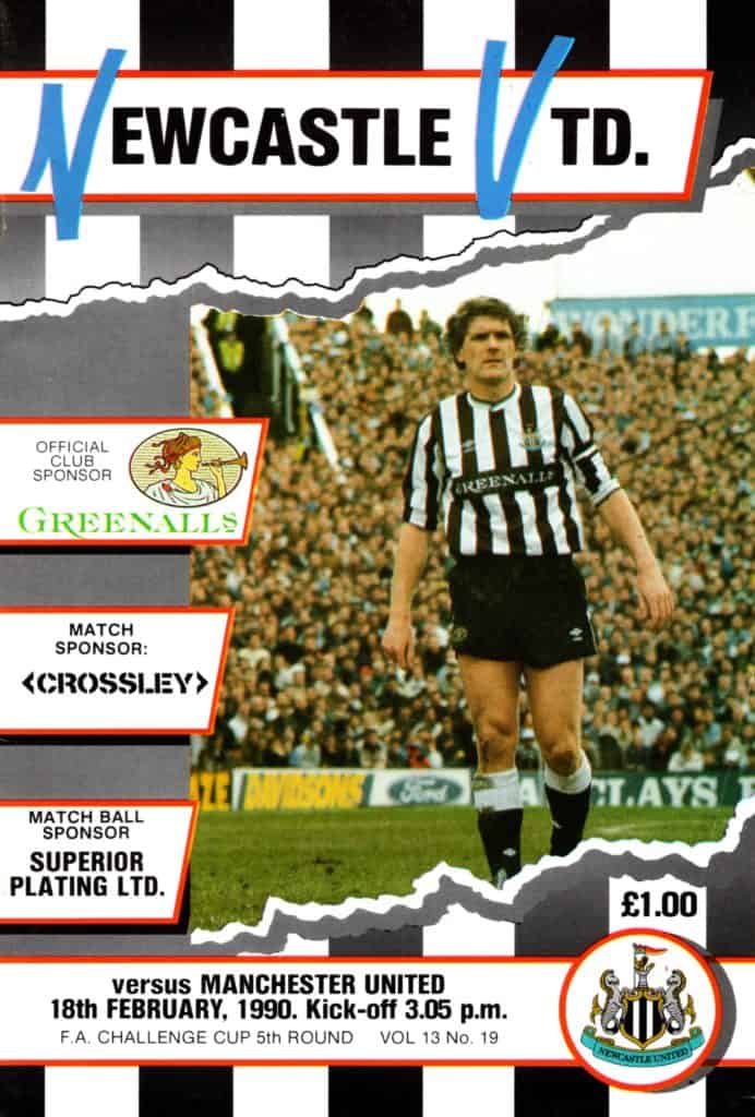 18th February 1990 Newcastle United v Manchester United FA Cup 5th Round 1989-1990