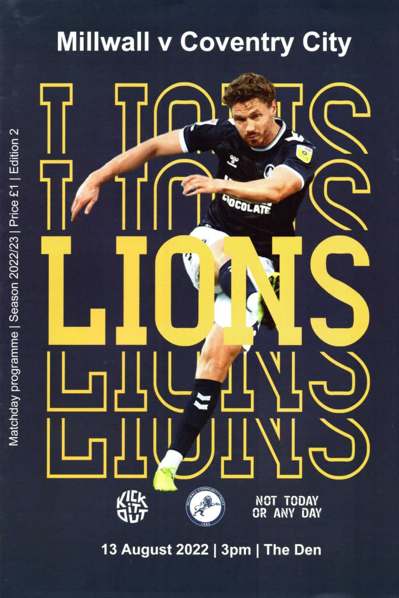 13th August 2022 Millwall FC v Coventry City EFL Championship Matchday