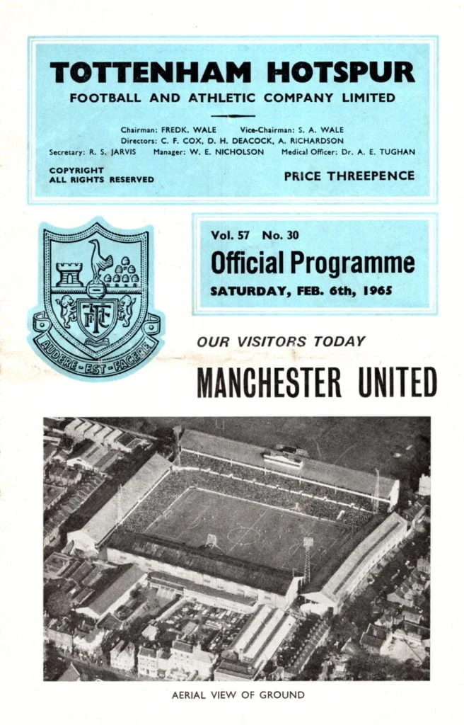 6th February 1965 Tottenham Hotspur v Manchester United Division One Matchday 28 1964-1965