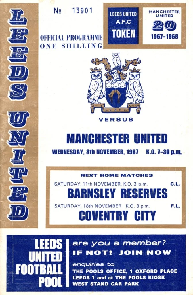 8th November 1967 Leeds United v Manchester United Division One Matchday 15 1967-1968