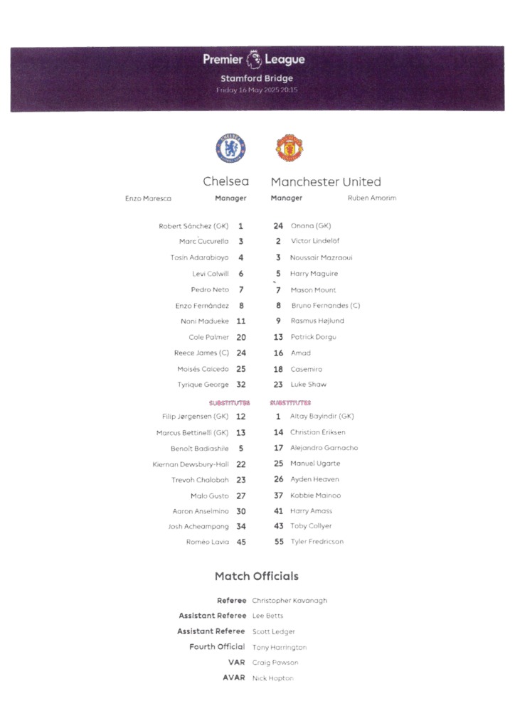 18th May 2025 Chelsea FC v Manchester United Premier League Matchday 37 2024-2025 - Image 3