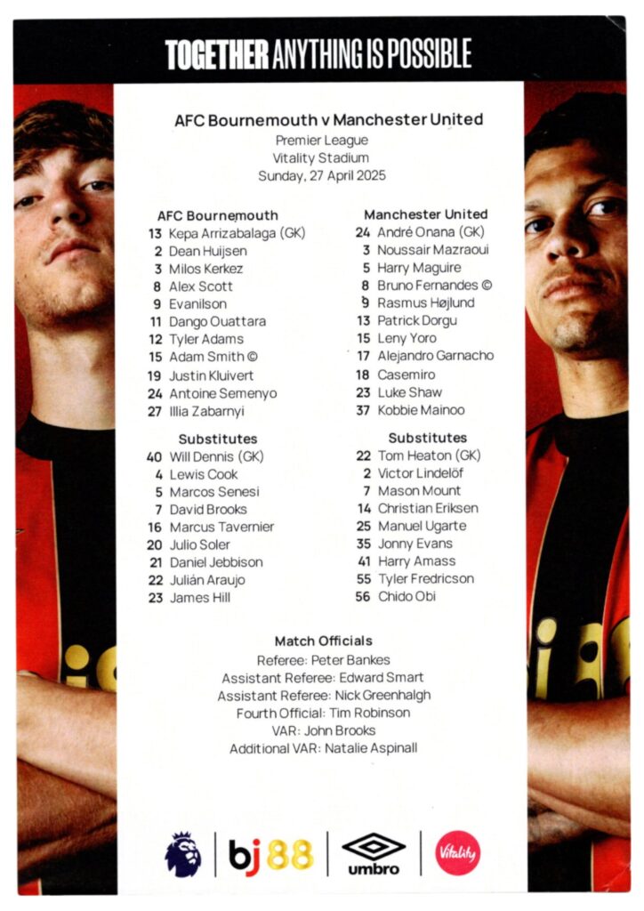 26th April 2025 AFC Bournemouth v Manchester United Premier League Matchday 34 2024-2025 - Image 3