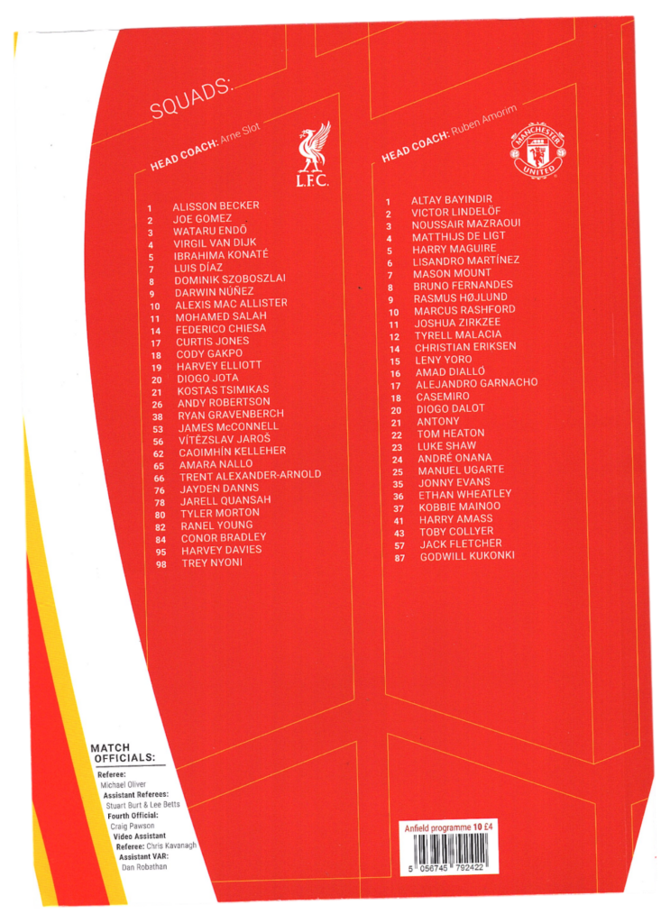 5th January 2025 Liverpool FC v Manchester United Premier League Matchday 20 2024-2025 - Image 2