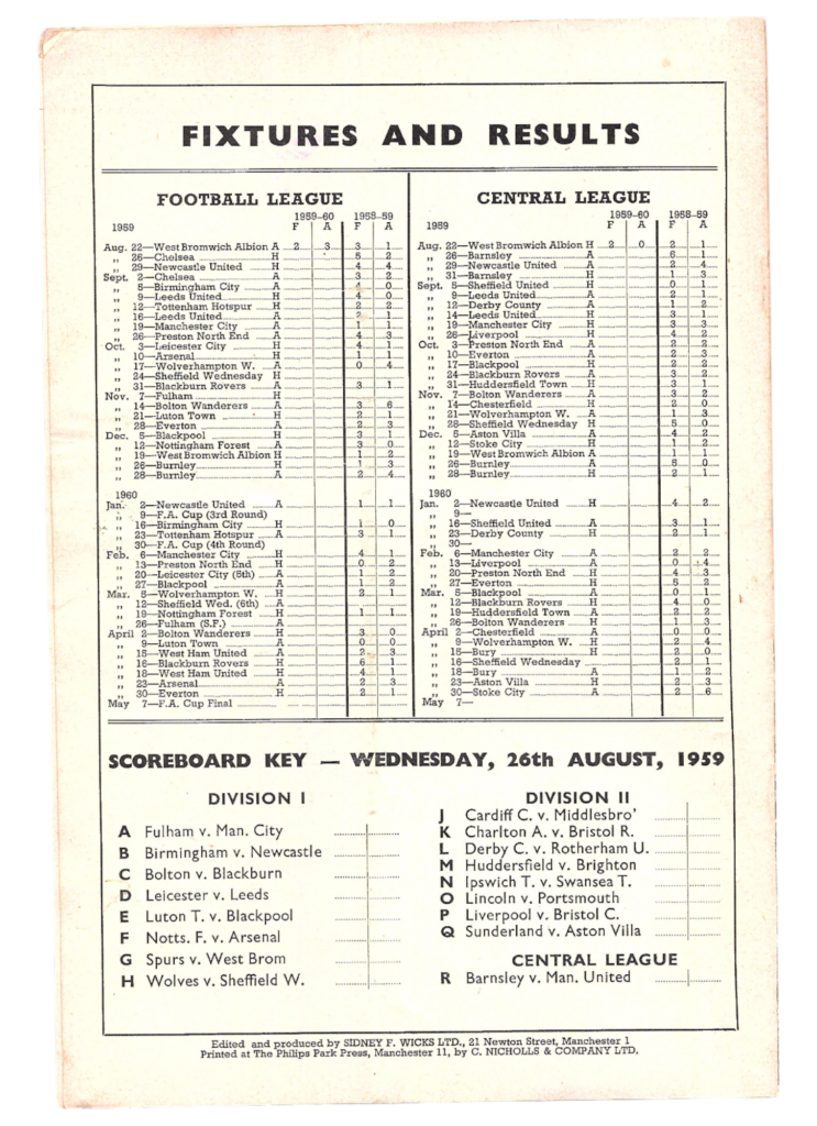 26th August 1959 Manchester United v Chelsea FC Division One Matchday 02 1959-1960 - Image 2