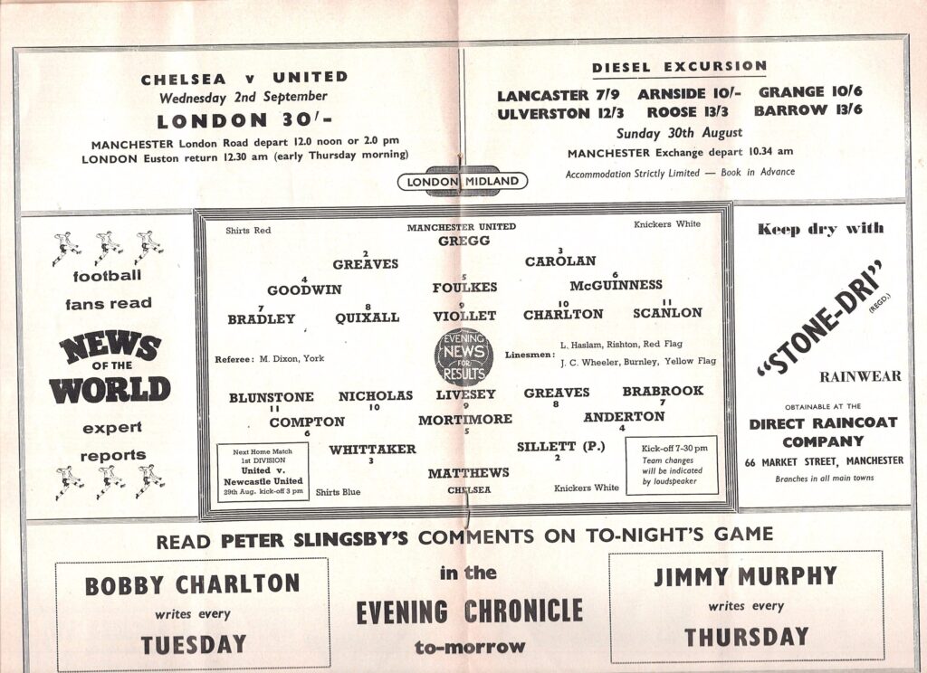 26th August 1959 Manchester United v Chelsea FC Division One Matchday 02 1959-1960 - Image 3