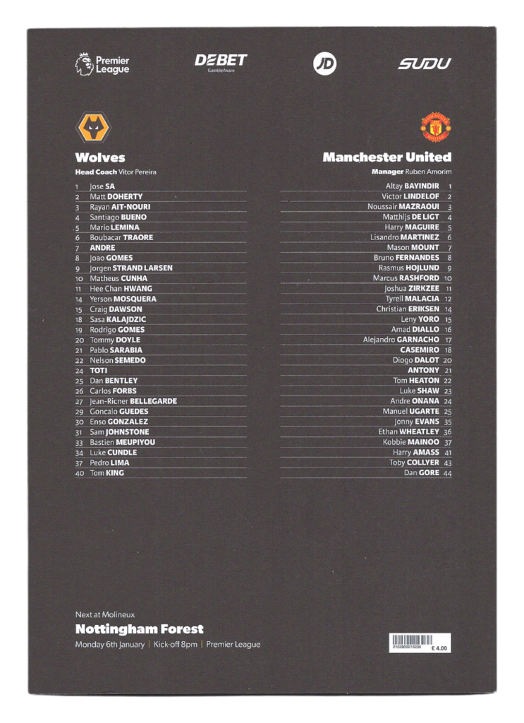 26th December 2024 Wolverhampton Wanderers v Manchester United Premier League Matchday 18 2024-2025 - Image 2