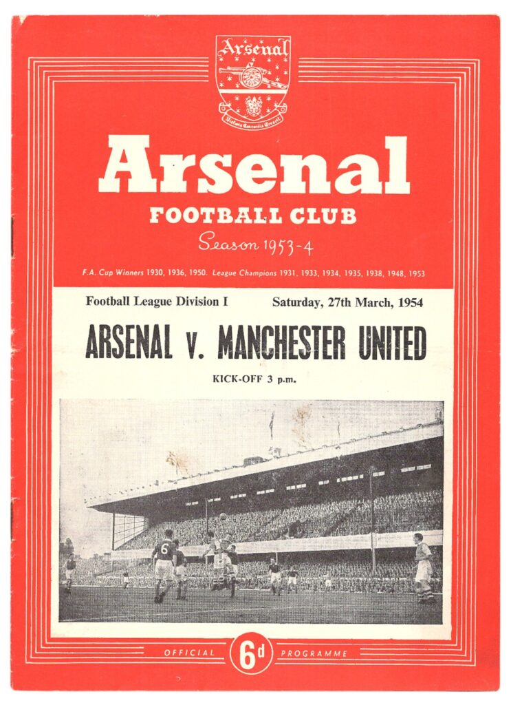 27th March 1954 Arsenal FC v Manchester United Division One Matchday 36 1953-1954