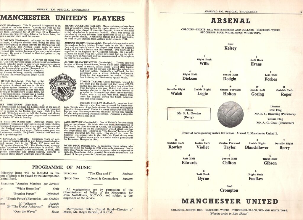 27th March 1954 Arsenal FC v Manchester United Division One Matchday 36 1953-1954 - Image 3