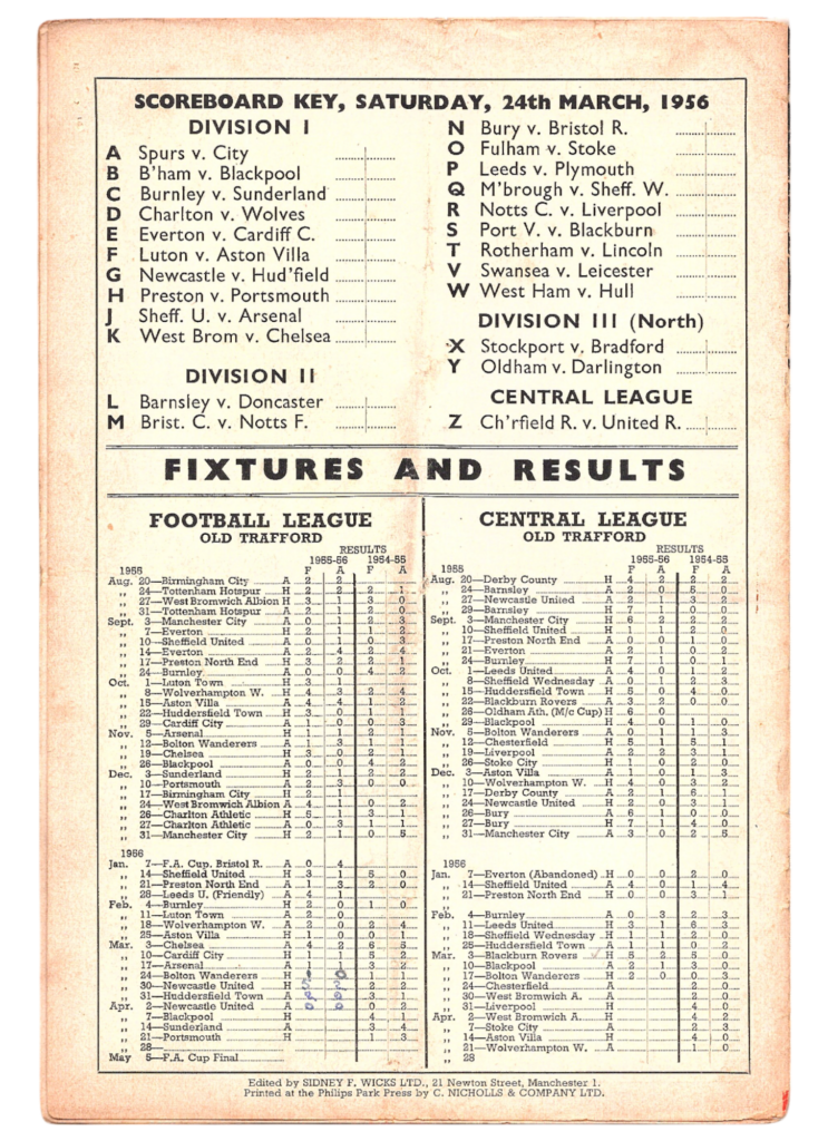 24th March 1956 Manchester United v Bolton Wanderers Division One Matchday 36 1955-1956 - Image 2