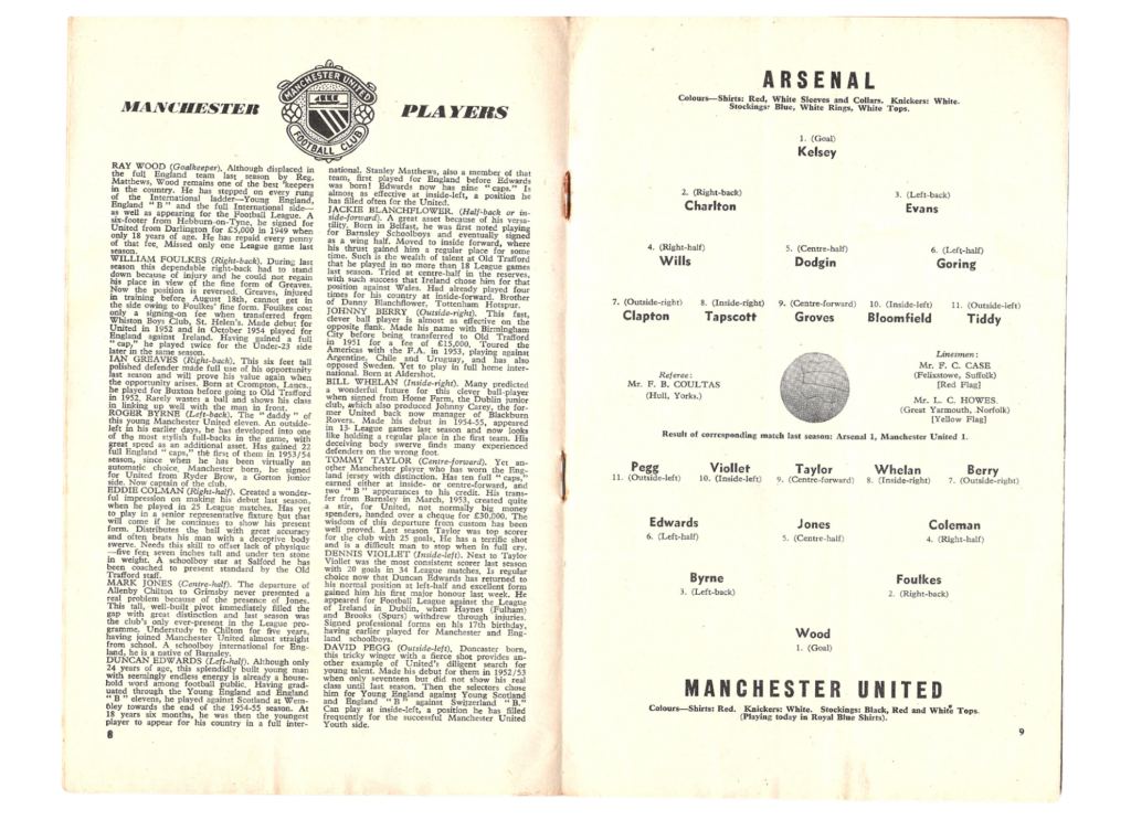 29th September 1956 Arsenal FC v Manchester United Division One Matchday 10 1956-1957 - Image 3