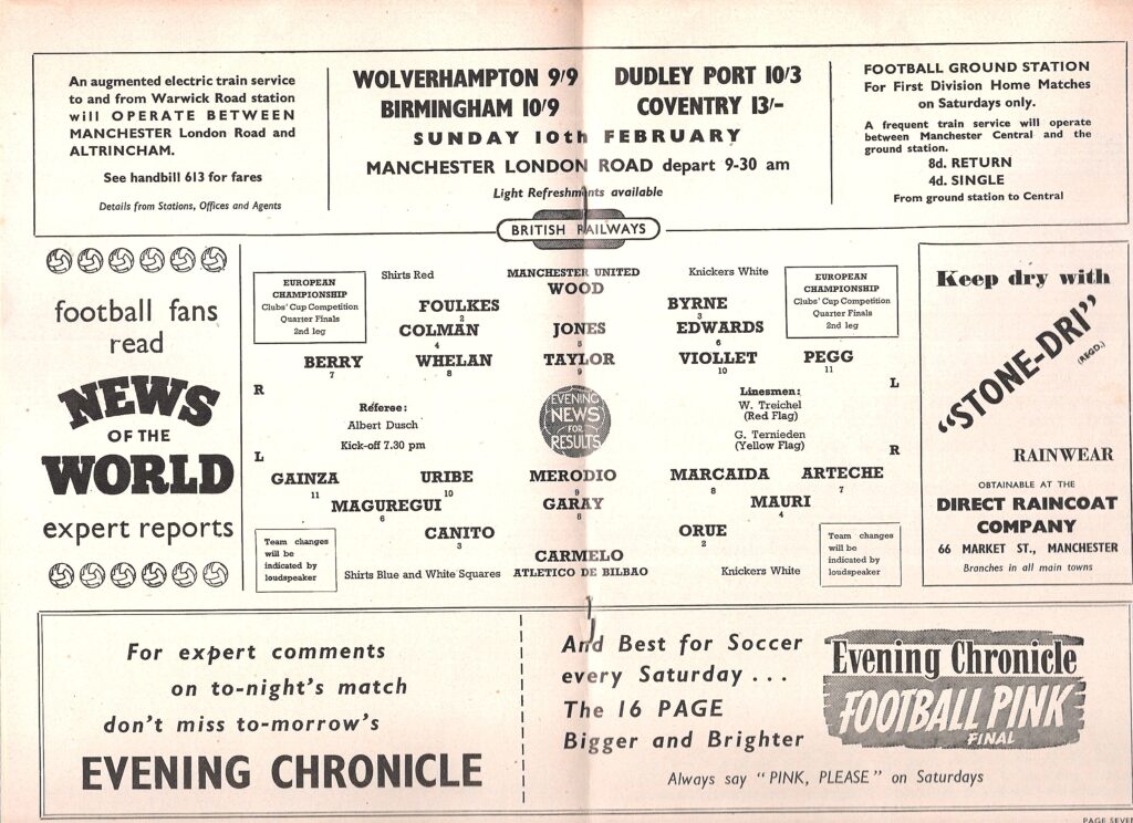 6th February 1957 Manchester United v Athletic Club European Cup Quarter-Final - 2nd Leg 1956-1957 - Image 3