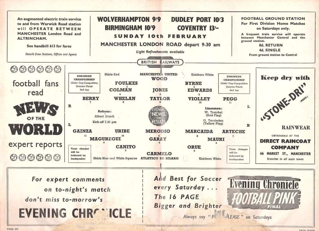 6th February 1957 Manchester United v Athletic Club European Cup Quarter-Final - 2nd Leg 1956-1957 - Image 3