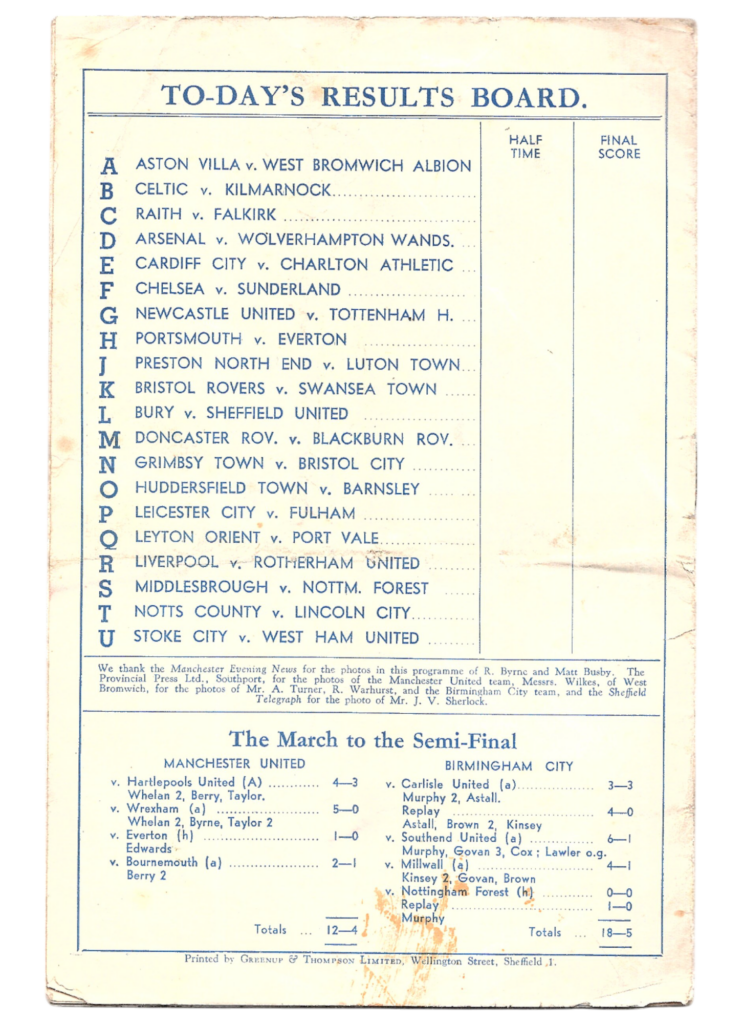 23rd March 1957 Manchester United v Birmingham City FA Cup Semi-Final 1956-1957 - Image 2