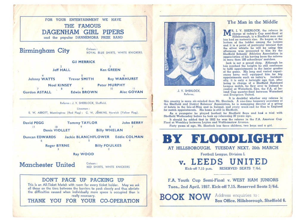 23rd March 1957 Manchester United v Birmingham City FA Cup Semi-Final 1956-1957 - Image 3