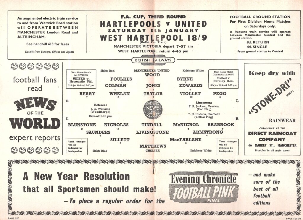 1st January 1957 Manchester United v Chelsea FC Division One Matchday 24 1956-1957 - Image 3