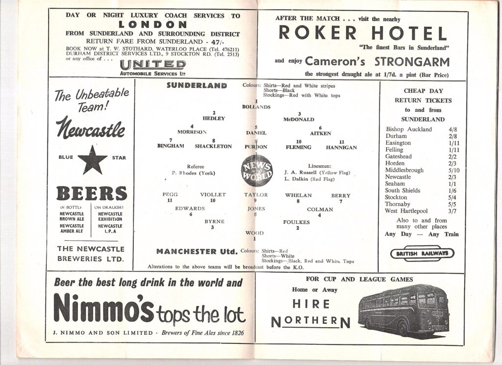 13th October 1956 Sunderland AFC v Manchester United Division One Matchday 12 1956-1957 - Image 3