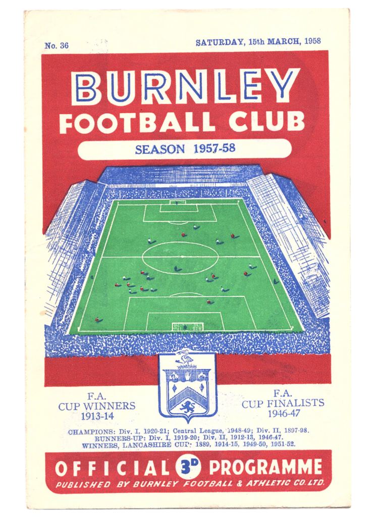 15th March 1958 Burnley FC v Manchester United Division One Matchday 31 1957-1958