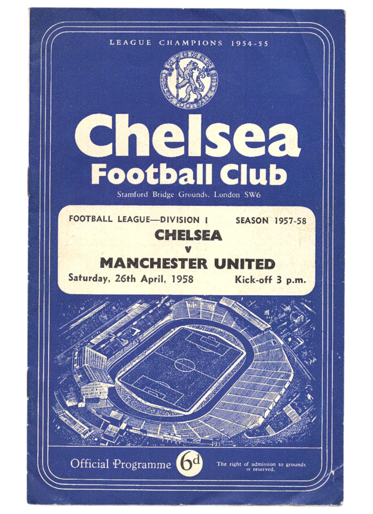 26th April 1958 Chelsea FC v Manchester United Division One Matchday 42 1957-1958