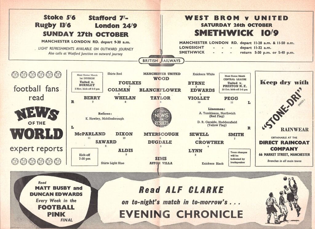 22nd October 1957 Manchester United v Aston Villa Charity/Community Shield Final 1957-1958 - Image 3