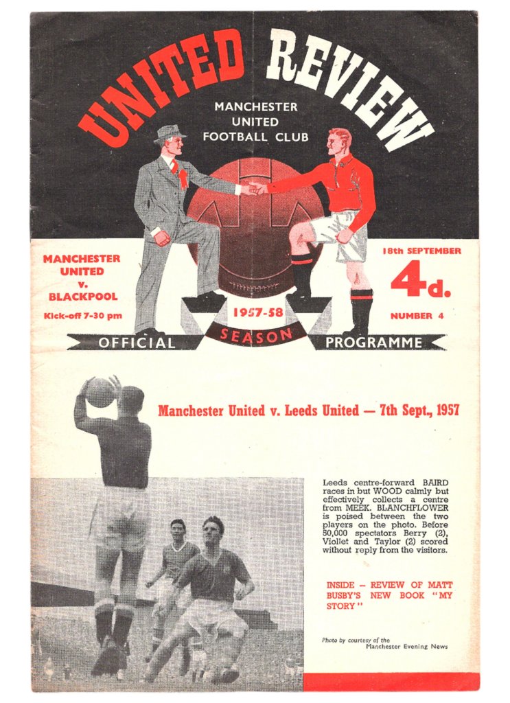 18th September 1957 Manchester United v Blackpool FC Division One Matchday 08 1957-1958