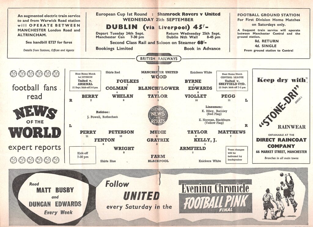 18th September 1957 Manchester United v Blackpool FC Division One Matchday 08 1957-1958 - Image 3