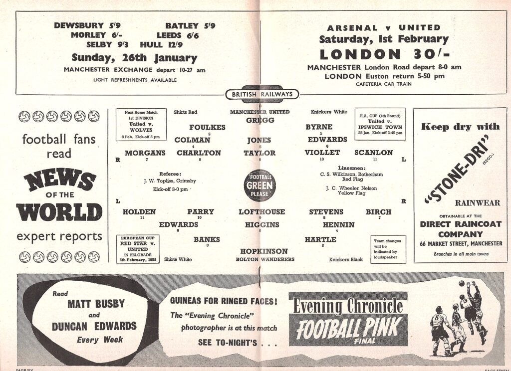 18th January 1958 Manchester United v Bolton Wanderers Division One Matchday 27 1957-1958 - Image 3