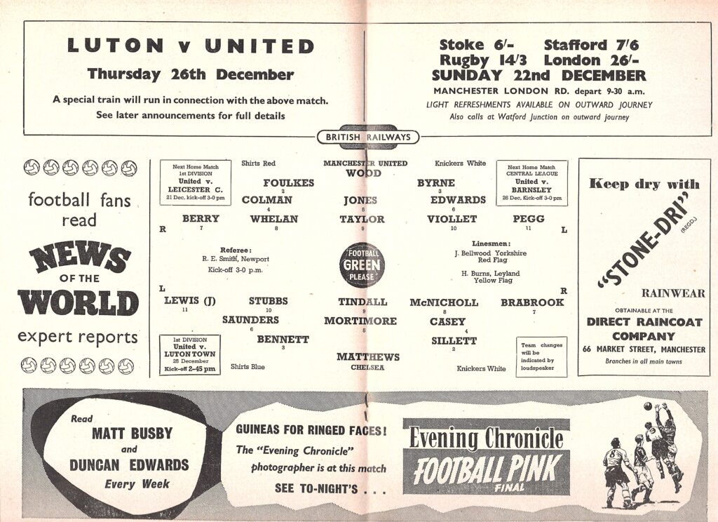 14th December 1957 Manchester United v Chelsea FC Division One Matchday 21 1957-1958 - Image 3