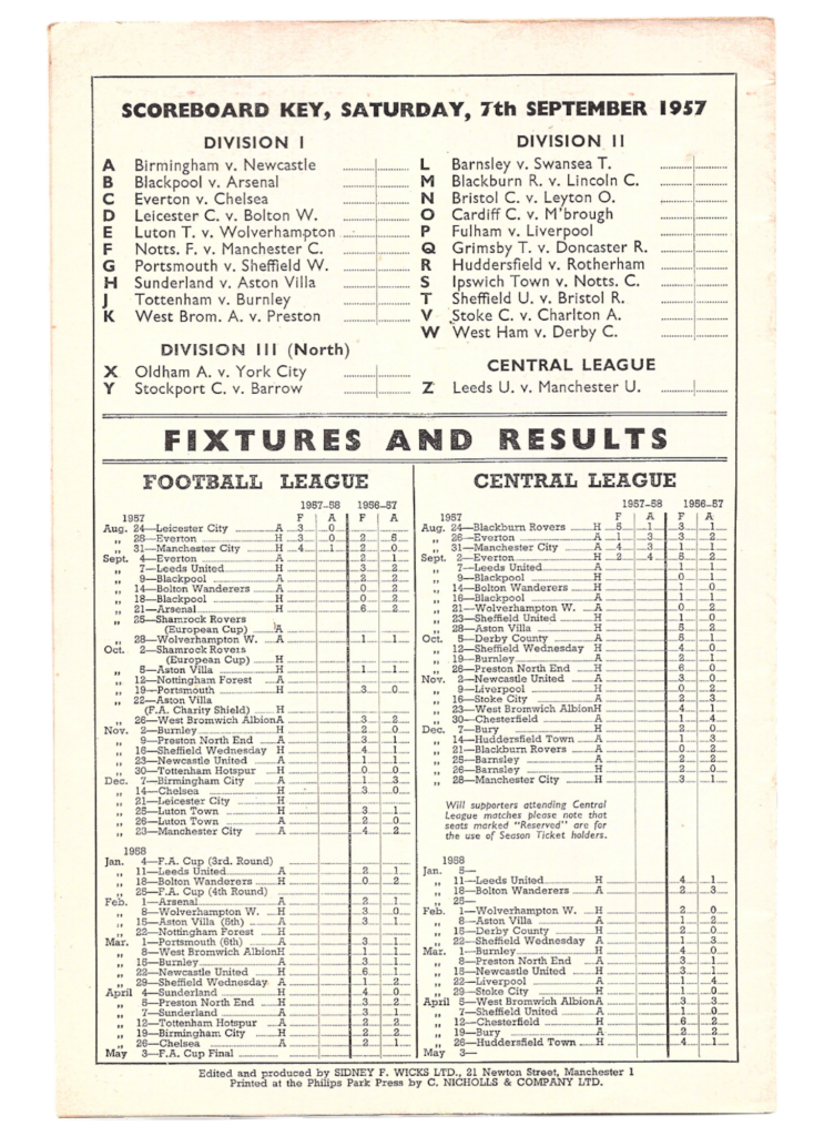 7th September 1957 Manchester United v Leeds United Division One Matchday 05 1957-1958 - Image 2