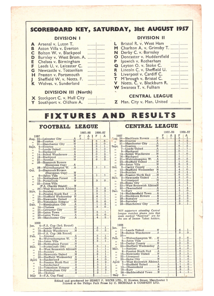 31st August 1957 Manchester United v Manchester City Division One Matchday 03 1957-1958 - Image 2