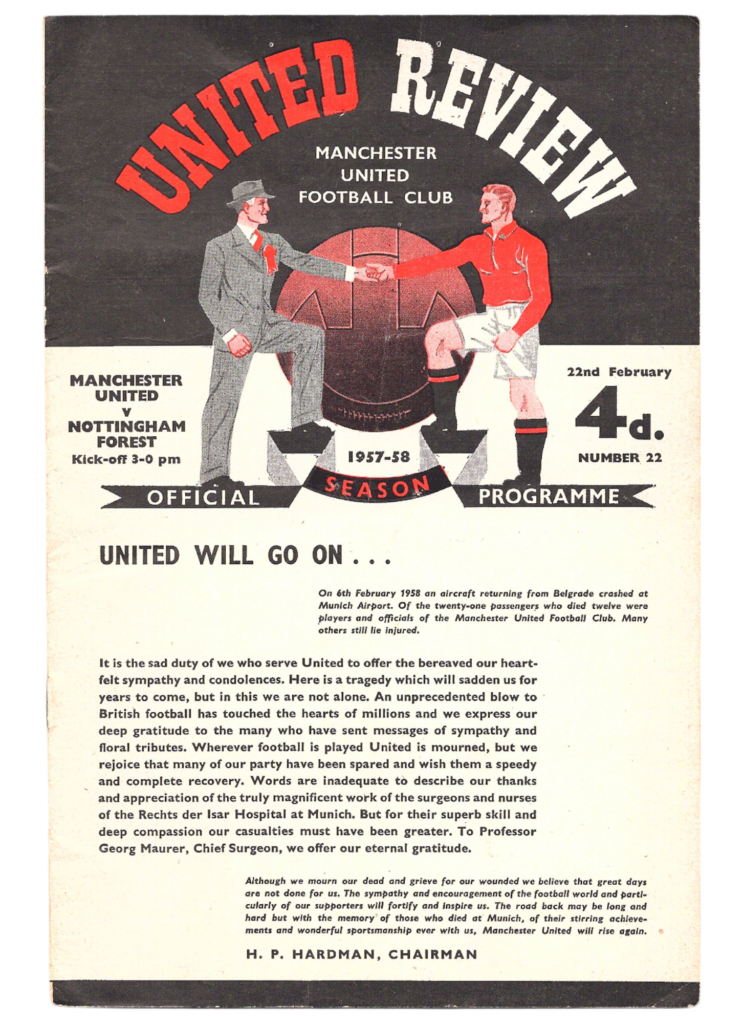 22nd February 1958 Manchester United v Nottingham Forest Division One Matchday 29 1957-1958