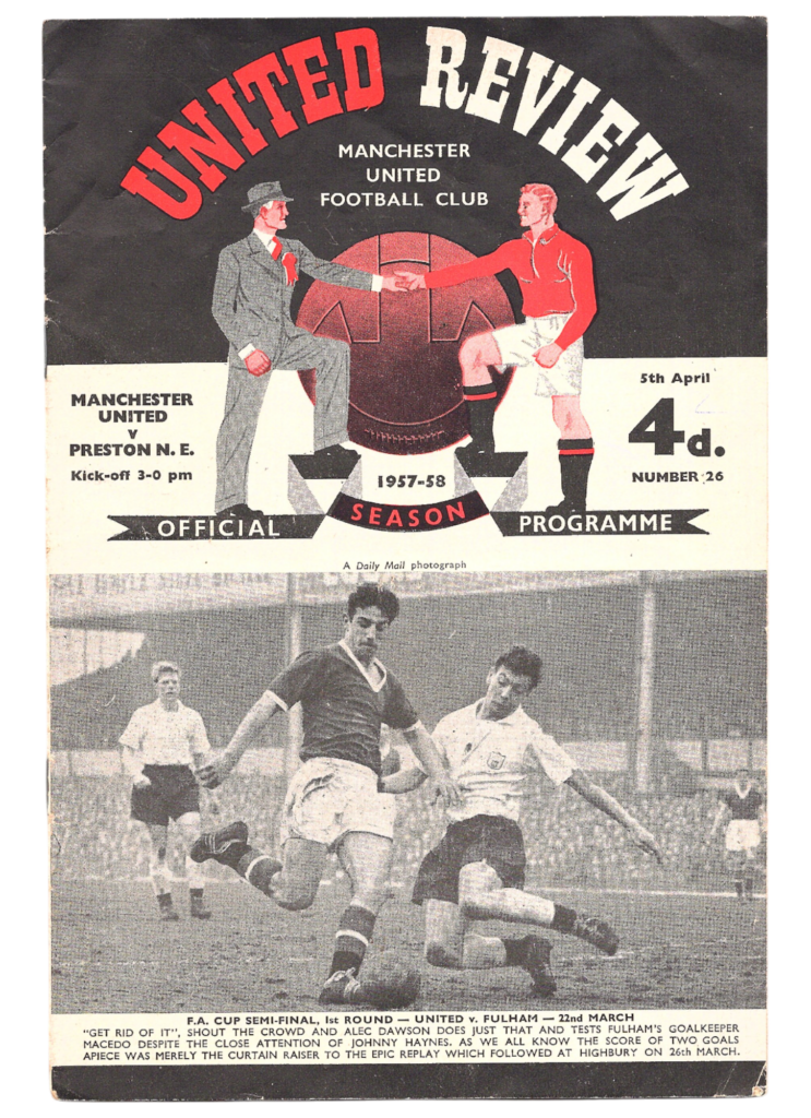 5th April 1958 Manchester United v Preston North End Division One Matchday 35 1957-1958