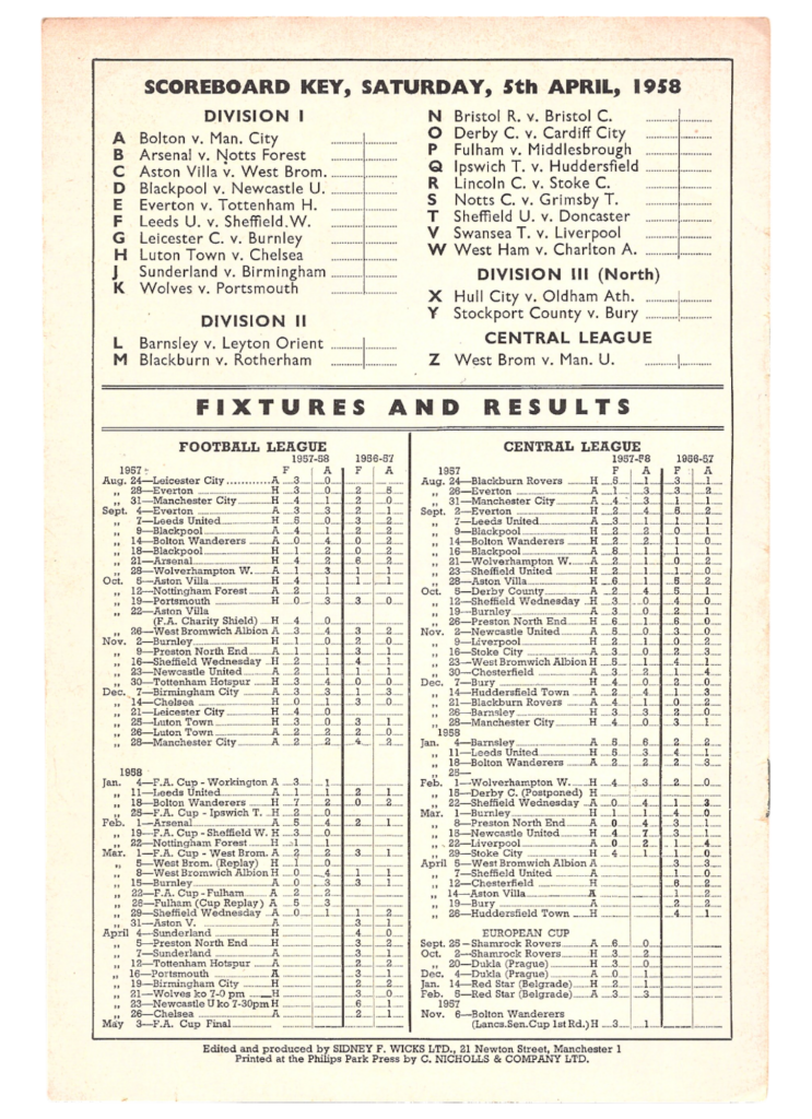 5th April 1958 Manchester United v Preston North End Division One Matchday 35 1957-1958 - Image 2