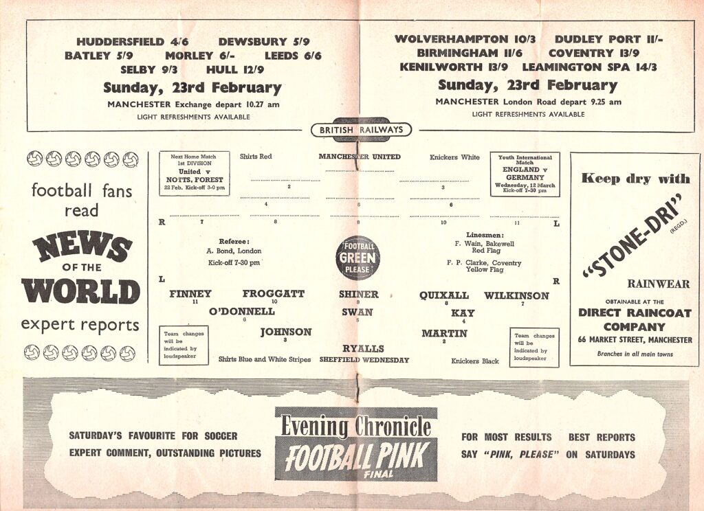 19th February 1958 Manchester United v Sheffield Wednesday FA Cup 5th Round 1957-1958 - Image 3