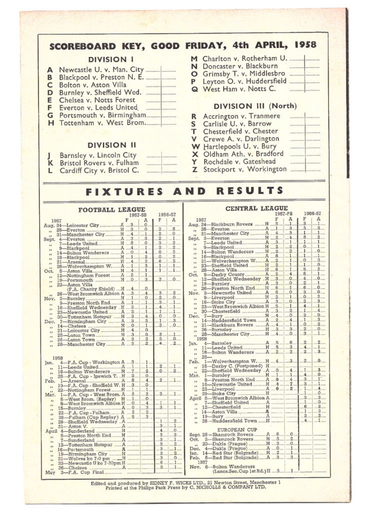 4th April 1958 Manchester United v Sunderland AFC Division One Matchday 34 1957-1958 - Image 2