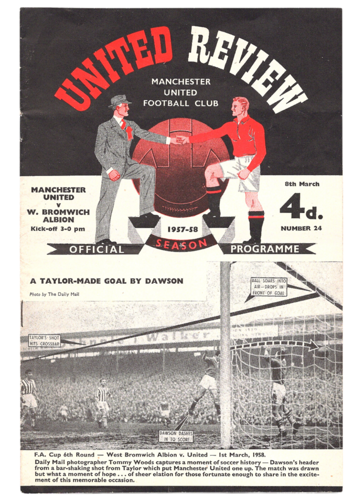 8th March 1958 Manchester United v West Bromwich Albion Division One Matchday 30 1957-1958