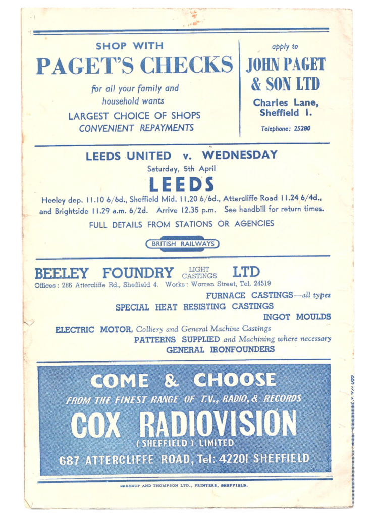 29th March 1958 Sheffield Wednesday v Manchester United Division One Matchday 32 1957-1958 - Image 2