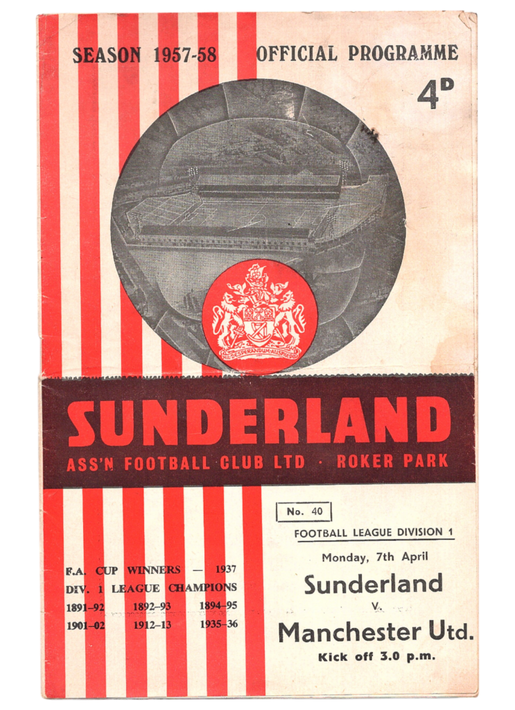 7th April 1958 Sunderland AFC v Manchester United Division One Matchday 36 1957-1958