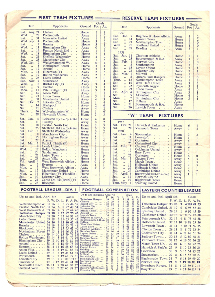 12th April 1958 Tottenham Hotspur v Manchester United Division One Matchday 37 1957-1958 - Image 2