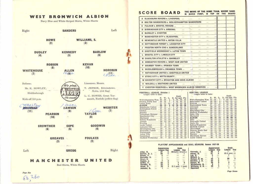 1st March 1958 West Bromwich Albion v Manchester United FA Cup 6th Round 1957-1958 - Image 3