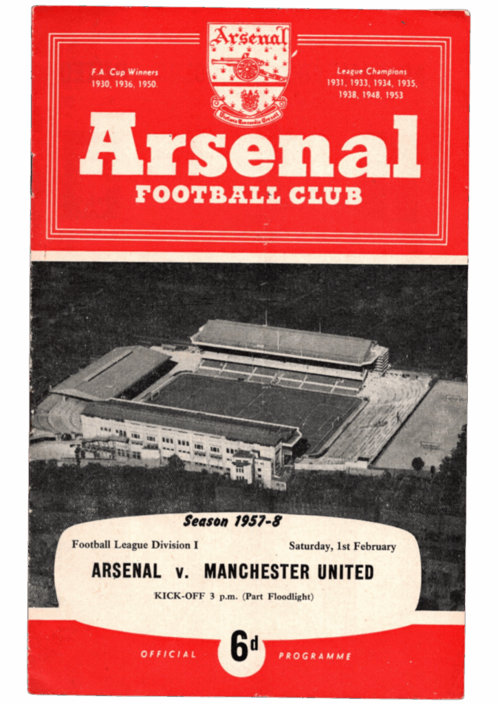 1st February 1958 Arsenal FC v Manchester United Division One Matchday 28 1957-1958