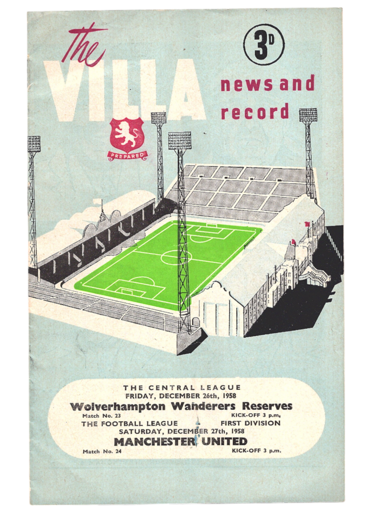 27th December 1958 Aston Villa v Manchester United Division One Matchday 25 1958-1959