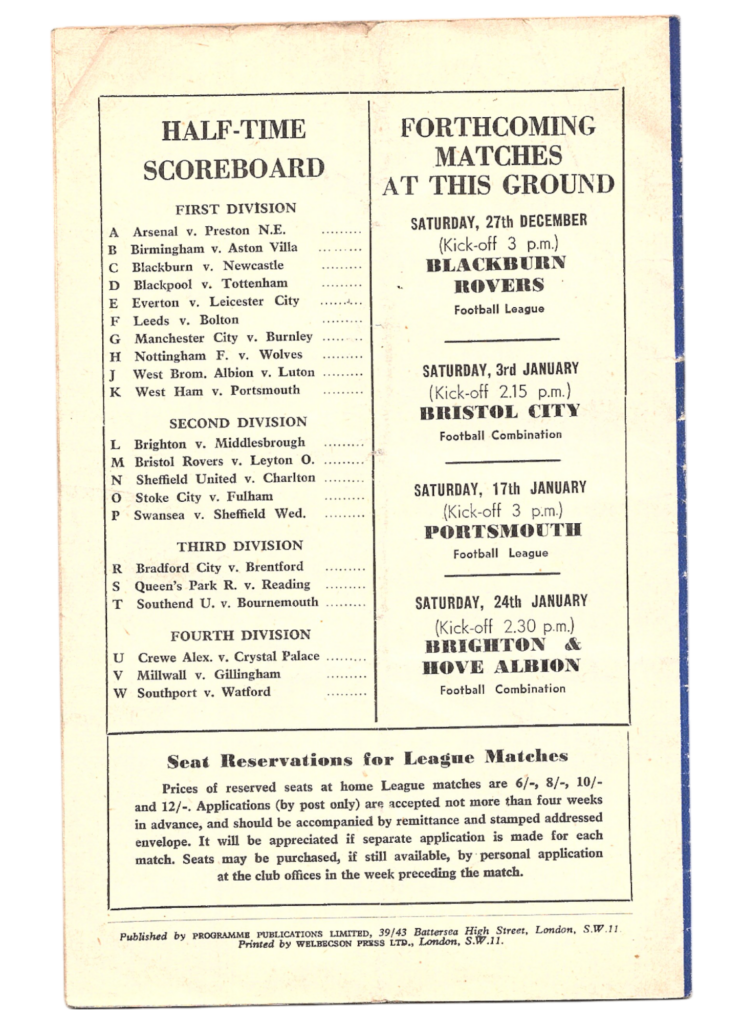 20th December 1958 Chelsea FC v Manchester United Division One Matchday 23 1958-1959 - Image 2