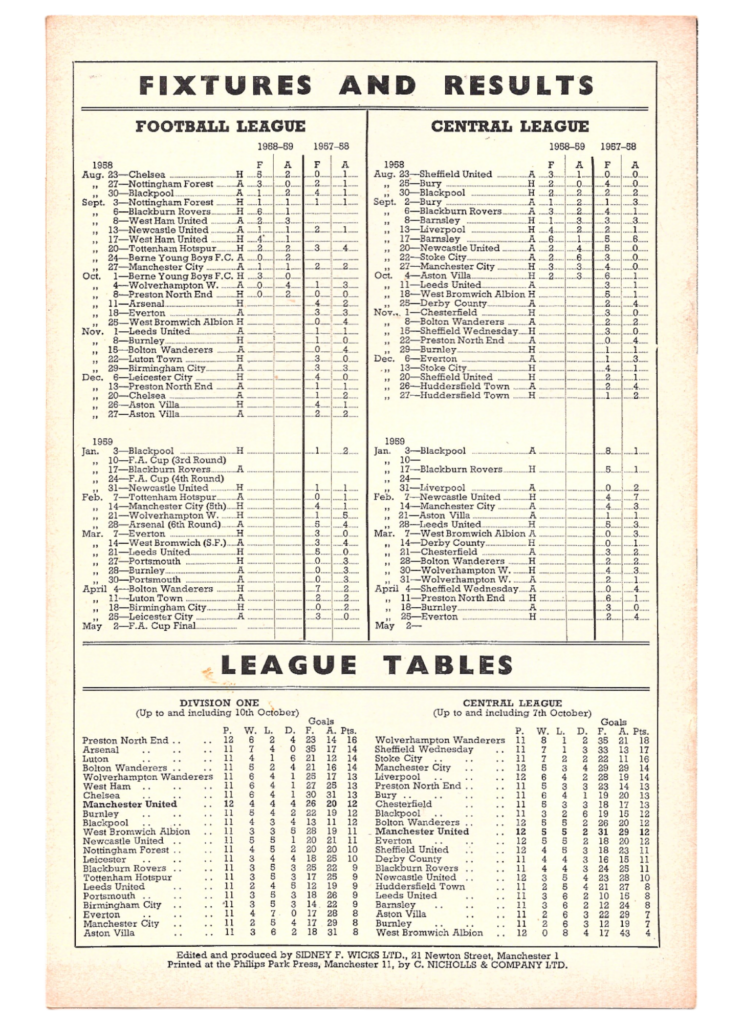 11th October 1958 Manchester United v Arsenal FC Division One Matchday 13 1958-1959 - Image 2