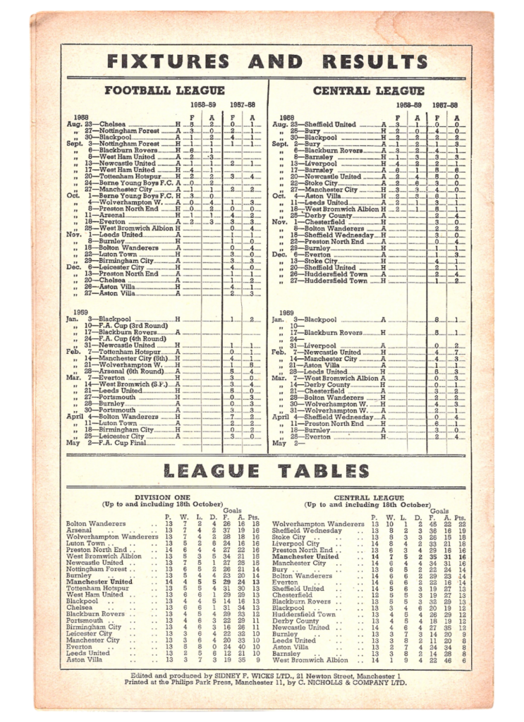 26th December 1958 Manchester United v Aston Villa Division One Matchday 24 1958-1959 - Image 2