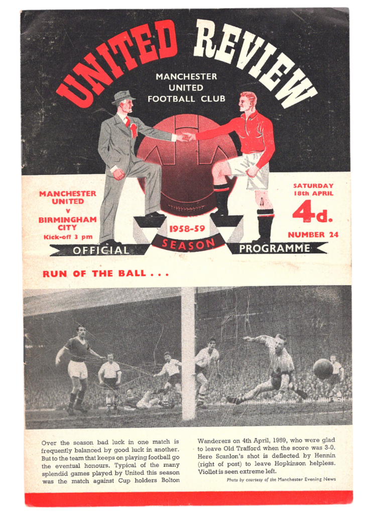 18th April 1959 Manchester United v Birmingham City Division One Matchday 41 1958-1959