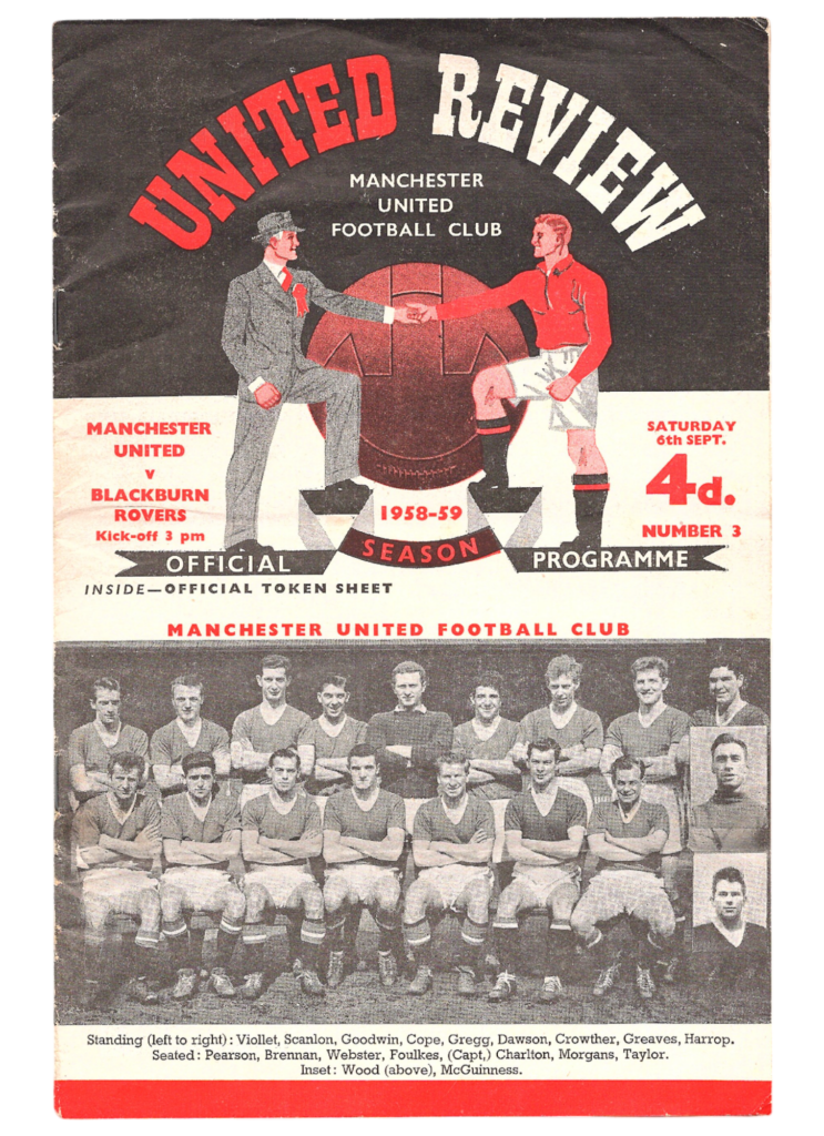 6th September 1958 Manchester United v Blackburn Rovers Division One Matchday 05 1958-1959