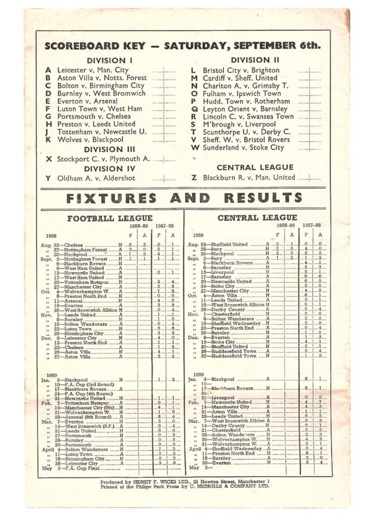 6th September 1958 Manchester United v Blackburn Rovers Division One Matchday 05 1958-1959 - Image 2